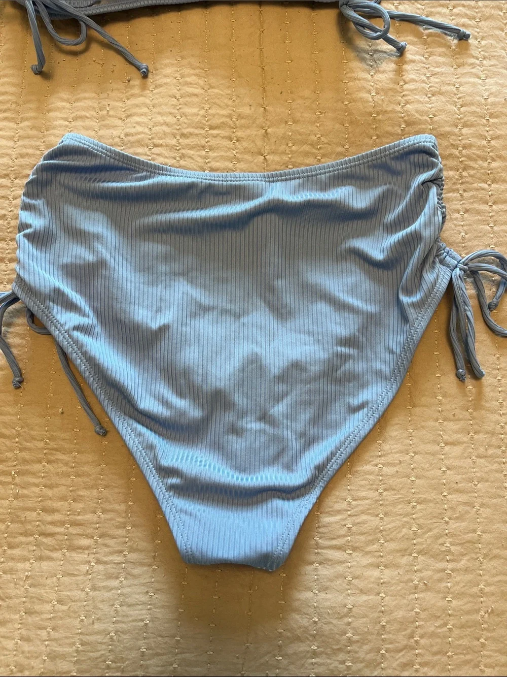 Ribbed Two-Piece Bikini Set in Dusty Blue
